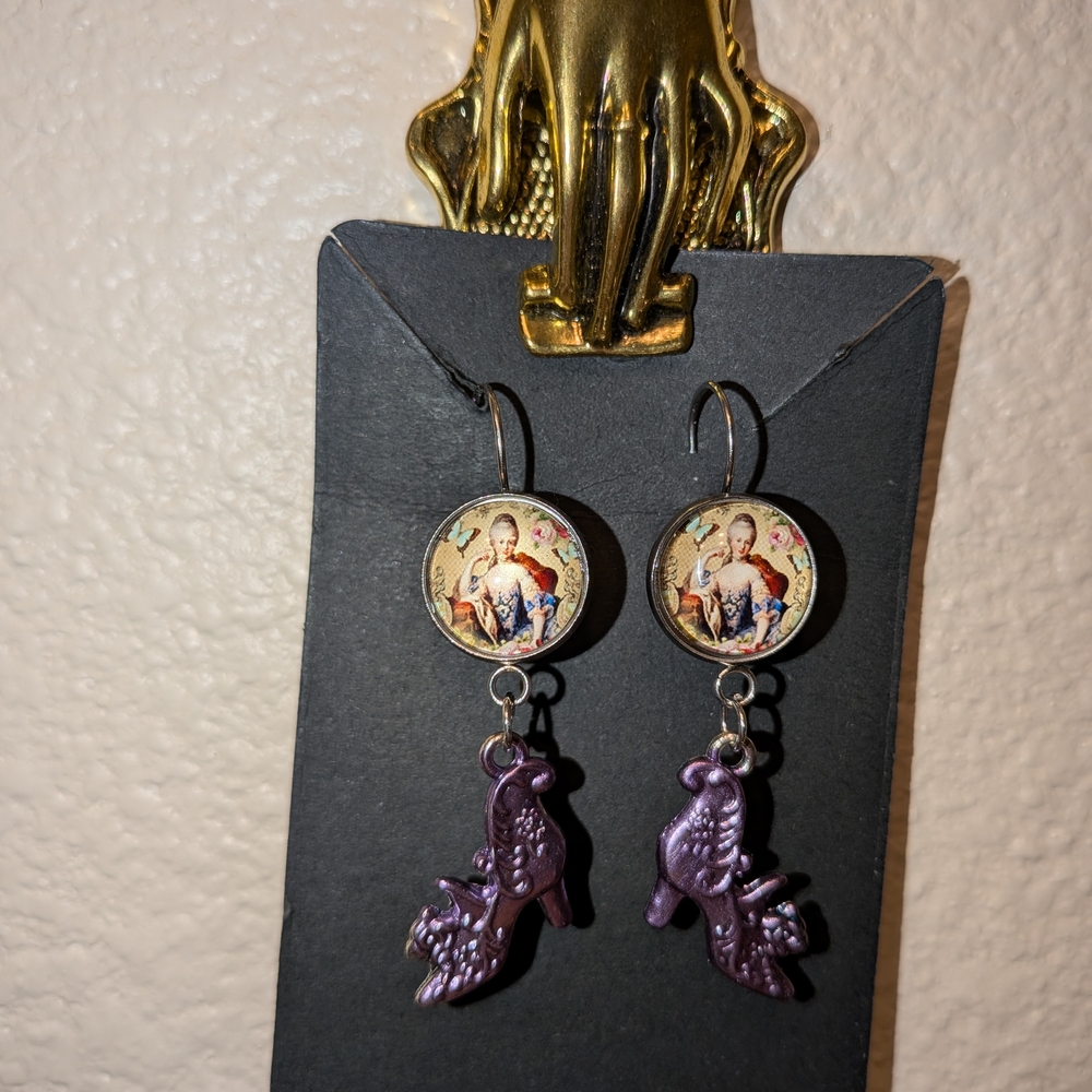 Marie Antoinette w/Purple Shoes Earrings